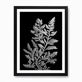 Thyme Leaf Linocut 4 Art Print