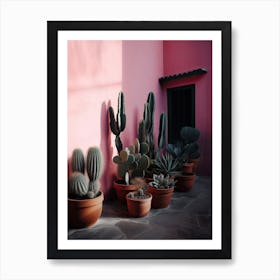 Cacti Pink Wall Photography 7 Art Print