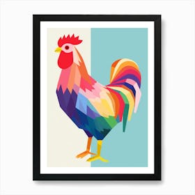 Colourful Geometric Bird Chicken 3 Art Print