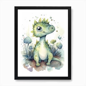 Corythosaurus Cute Dinosaur Watercolour 4 Art Print