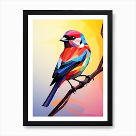 Colourful Geometric Bird Finch 2 Art Print