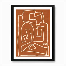 Abstract line art Terracotta Art Print