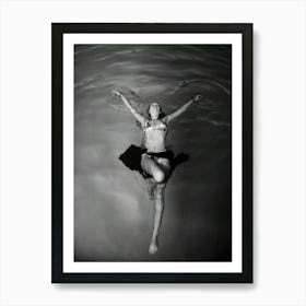 Woman Floating Swimming Pool Beach Art Print