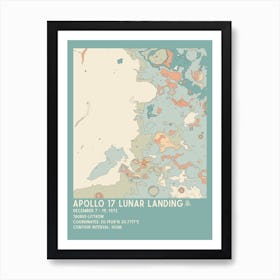 Apollo 17 Lunar Landing Site Vintage Moon Map Poster