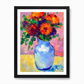 Thistle Floral Abstract Block Colour 1 2 Flower Art Print