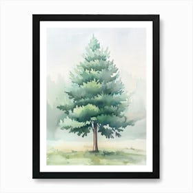 Cypress Tree Atmospheric Watercolour Painting 4 Art Print