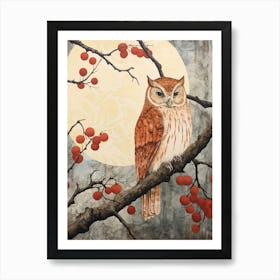 Bird Illustration Eastern Screech Owl 3 Art Print