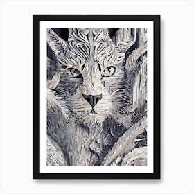 Lynx Black and White Art Print