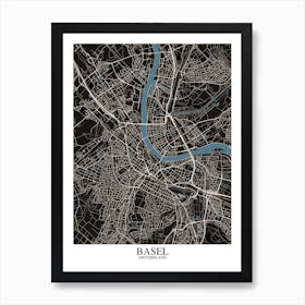 Basel Black Blue Art Print