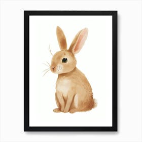 Tan Rabbit Kids Illustration 4 Art Print