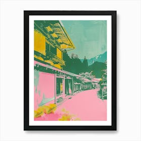 Shirakawago Japan Duotone Silkscreen 1 Art Print