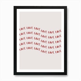 Red & Neutral Love Wave Art Print