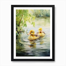 Ducklings Swimming Along 3 Art Print