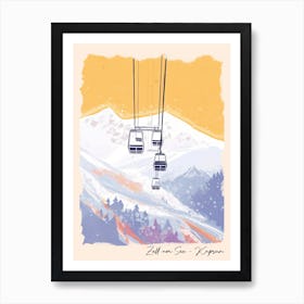 Poster Of Zell Am See   Kaprun   Austria, Ski Resort Pastel Colours Illustration 1 Art Print