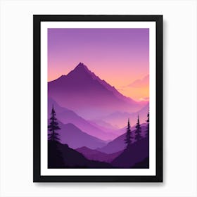 Misty Mountains Vertical Composition In Purple Tone 32 Art Print