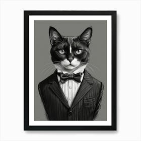 Cat In A Suit Art Print