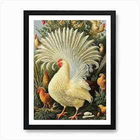 Chicken 2 Haeckel Style Vintage Illustration Bird Art Print