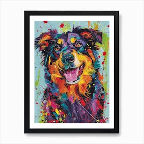 Australian Shepherd Dog  Acrylic Painting 12 Art Print