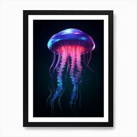Upside Down Jellyfish Neon 2 Art Print