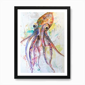 Squid Pastel Watercolour 2 Poster