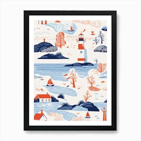 Cape Cod In Massachussetts, Inspired Travel Pattern 2 Affiche