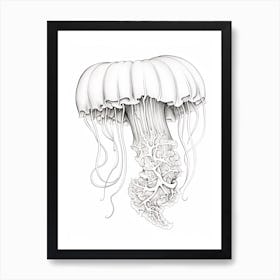 Lions Mane Jellyfish Drawing2 Art Print