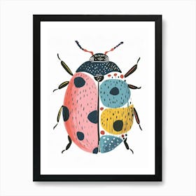 Colourful Insect Illustration Ladybug 22 Art Print