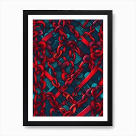 Red Chain Link Pattern Art Print