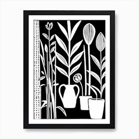 Lion cut inspired Black and white Garden plants & flowers art, Gardening art, 242 Art Print