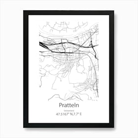 Pratteln,Switzerland Minimalist Map Art Print