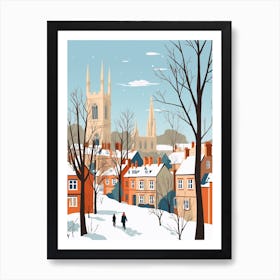 Retro Winter Illustration Canterbury United Kingdom 3 Art Print