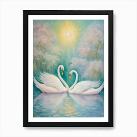 Swans In Love Art Print