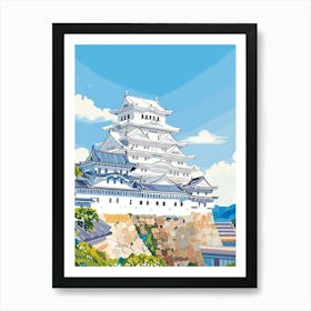 Himeji Castle Japan 3 Colourful Illustration Art Print