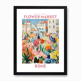 Rome Italy Pink Flower Market Floral Art Print Travel Print Plant Art Modern Style Art Print
