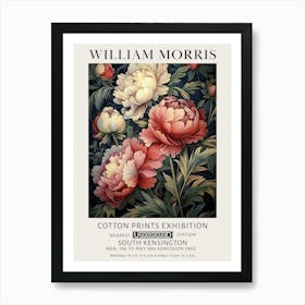 William Morris Peonies Pink And Red Vintage Exhibition Art Print