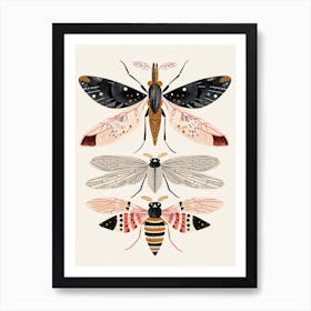 Colourful Insect Illustration Fly 7 Art Print