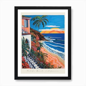 Poster Of Malibu Beach, California, Matisse And Rousseau Style 2 Art Print