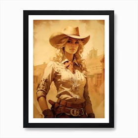 Vintage Style Cowgirl 2 Art Print