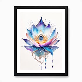 Lotus Flower, Symbol, Third Eye Watercolour 5 Art Print