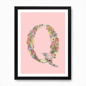 Q Pink Alphabet Letter Art Print