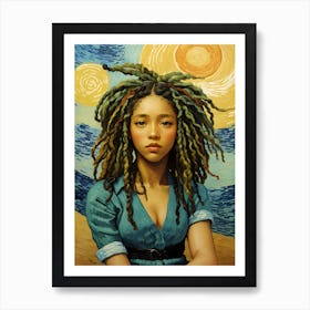 Dreadhead Girl Van Gogh Inspired 1 Art Print