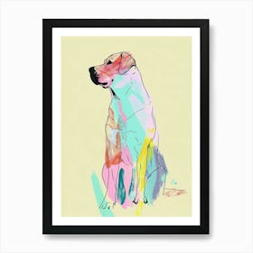 Pastel Labrador Dog Watercolour Line Illustration 3 Art Print