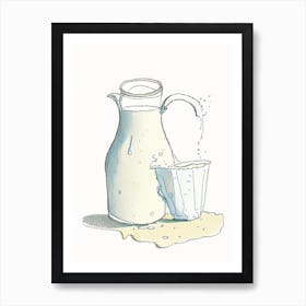 Acidified Buttermilk Dairy Food Pencil Illustration Art Print