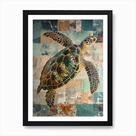 Sea Turtle Tile Collage 2 Art Print