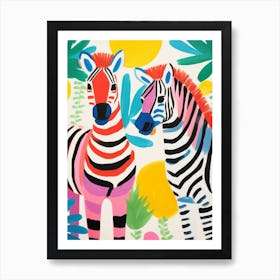 Colourful Kids Animal Art Zebra 4 Art Print