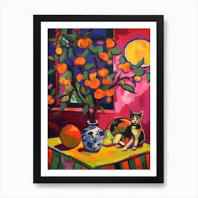 Magnolia With A Cat 4 Fauvist Style Painting Art Print