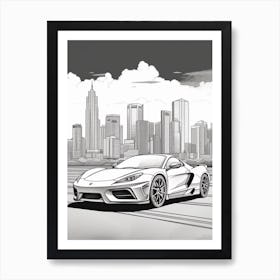 Lamborghini Huracan Line Drawing 1 Art Print