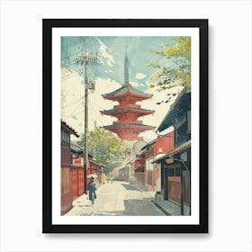 Osaka Japan 2 Retro Illustration Art Print