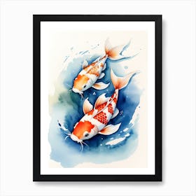 Koi Fish Watercolor Painting (21) Art Print