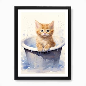 Munchkin Cat In Bathtub Bathroom 1 Art Print
